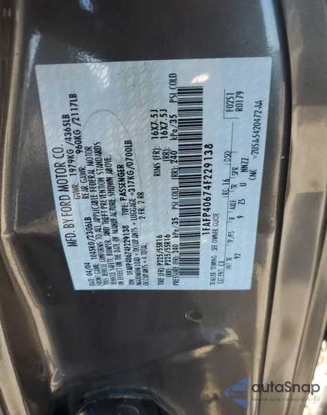 2004 Ford Mustang from USA, damaged, VIN 1FAFP40674F229138